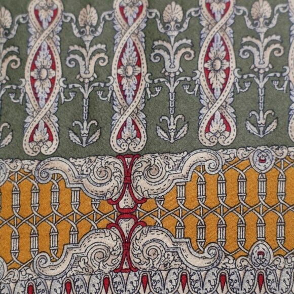 Bill Blass Yellow Green‎ Red Baroque Print Short Wide Silk Tie - Picture 2 of 6